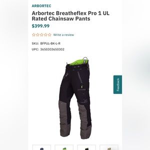 Breatheflex class 1 Kevlar chainsaw pants